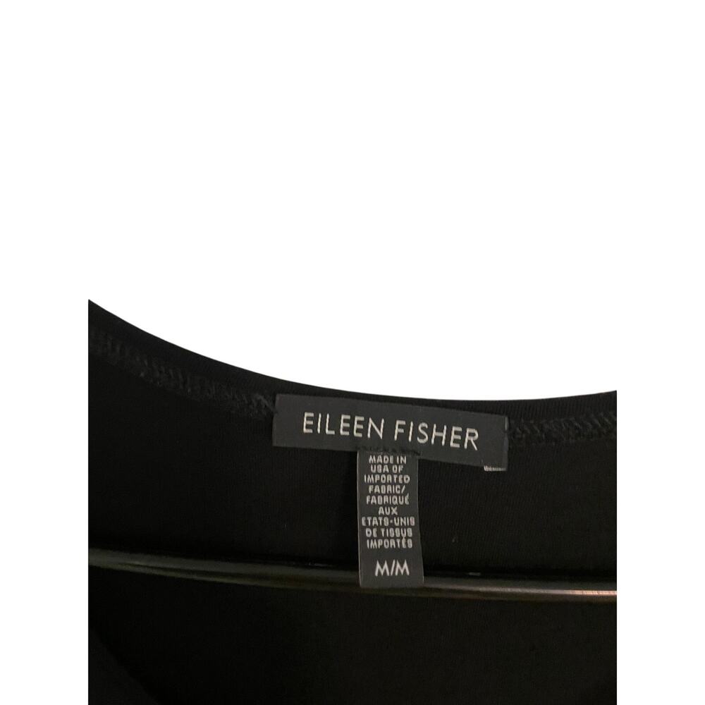Eileen Fisher Tunic Mini Dress Black Stretch Jersey 3/4 Sleeve Minimalist-Medium - Picture 4 of 5